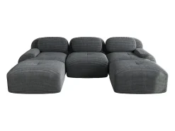 Sofá modular em forma de U, tecido de veludo cotelê, braços extra largos, estofamento de alta resiliência 32D, cinza.