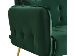 Sofá multifuncional 2 lugares - Encosto ajustável - Apoios de braço ajustáveis - Veludo - Verde