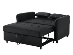 Sofá multifuncional 122x83x82 cm - com função de cama - sofá-cama duplo retrátil - encosto ajustável em 3 níveis - material PU impermeável - preto