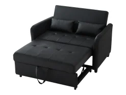 Sofá multifuncional 122x83x82 cm - com função de cama - sofá-cama duplo retrátil - encosto ajustável em 3 níveis - material PU impermeável - preto