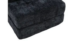 Sofá preto de 1 lugar - Sofá dobrável com encosto e almofadas - chenille