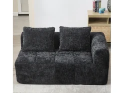 Sofá preto de 2 lugares - Sofá reto com almofadas e compartimentos de arrumação - chenille - padrão neve