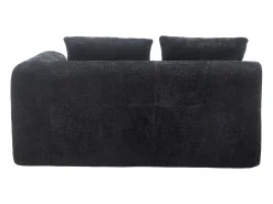 Sofá preto de 2 lugares - Sofá reto com almofadas e compartimentos de arrumação - chenille - padrão neve