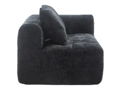 Sofá preto de 2 lugares - Sofá reto com almofadas e compartimentos de arrumação - chenille - padrão neve