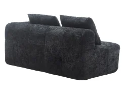 Sofá preto de 2 lugares - Sofá reto com almofadas e compartimentos de arrumação - chenille - padrão neve