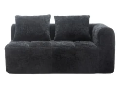 Sofá preto de 2 lugares - Sofá reto com almofadas e compartimentos de arrumação - chenille - padrão neve