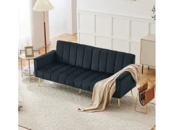 Sofá Preto Escuro de 2 Lugares - Sofá com pernas e braços em metal - para sala e quarto