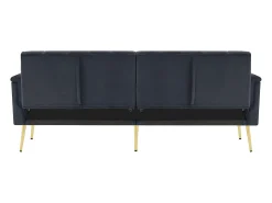 Sofá Preto Escuro de 2 Lugares - Sofá com pernas e braços em metal - para sala e quarto