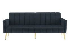 Sofá Preto Escuro de 2 Lugares - Sofá com pernas e braços em metal - para sala e quarto
