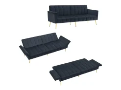 Sofá Preto Escuro de 2 Lugares - Sofá com pernas e braços em metal - para sala e quarto