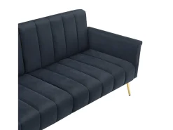 Sofá Preto Escuro de 2 Lugares - Sofá com pernas e braços em metal - para sala e quarto