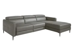 Sofá relax chaise longue direito em pele cinzenta escura 6126 ANGEL CERDA