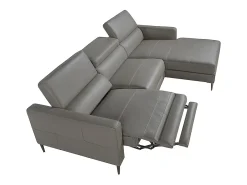 Sofá relax chaise longue direito em pele cinzenta escura 6126 ANGEL CERDA
