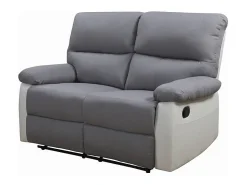 Sofá relax "Lincoln" - 147 x 89 x 103 cm - 2 lugares - Branco / cinza claro