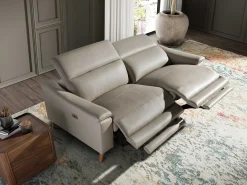 Sofá relaxante de 3 lugares em pele cinzenta taupe 6190 ANGEL CERDA