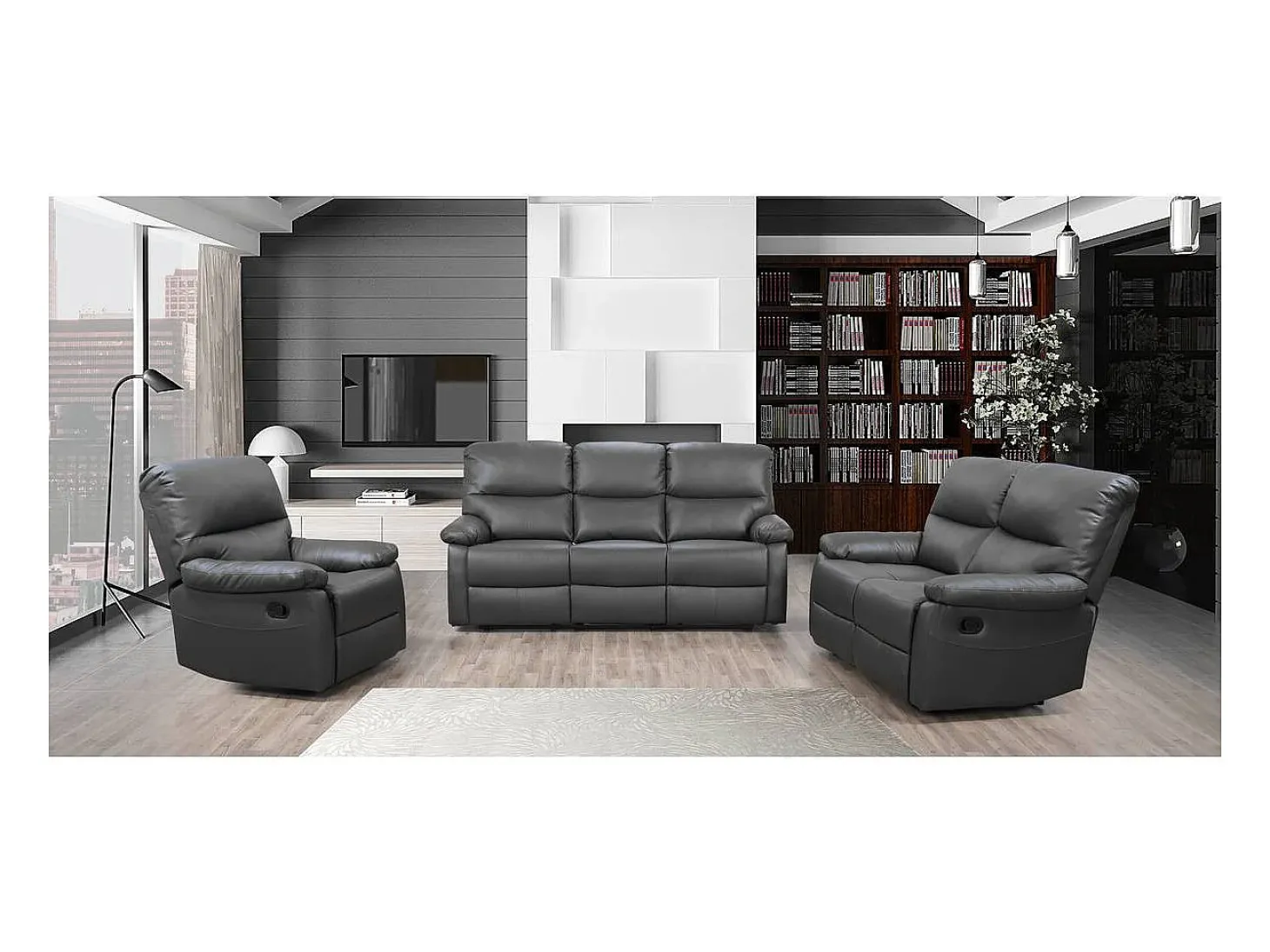 Sofá relaxante "Lincoln" - 197 x 89 x 103 cm - 3 lugares - Cinza