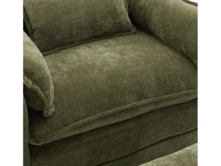 Sofá verde com bolsos laterais e apoio para os pés - Chenille - para sala de estar e quarto