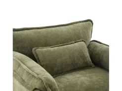 Sofá verde com bolsos laterais e apoio para os pés - Chenille - para sala de estar e quarto