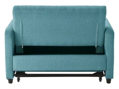 Sofá verde de 2 lugares - Sofá lounge com função de extensão e duas almofadas - Encosto ajustável - Tecido de algodão e linho
