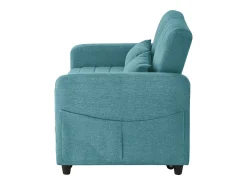 Sofá verde de 2 lugares - Sofá lounge com função de extensão e duas almofadas - Encosto ajustável - Tecido de algodão e linho