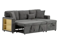 Sofá 215x133x85 cm - com porta USB - com arrumação - com função de cama - cinza