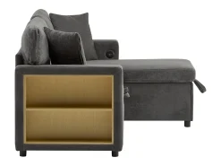 Sofá 215x133x85 cm - com porta USB - com arrumação - com função de cama - cinza