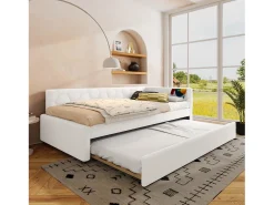 Sofá-cama 90×200 cm - com cama ninho - com porta USB + Type-C - branco (sem colchão)