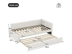 Sofá-cama 90×200 cm - com cama ninho - com porta USB + Type-C - branco (sem colchão)