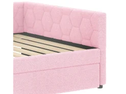 Sofá-cama 140×200 cm - com cama ninho - com porta USB + Type-C - rosa (sem colchão)