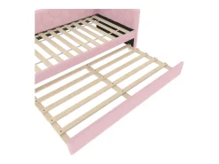 Sofá-cama 90×200 cm - com cama ninho - com porta USB + Type-C - rosa (sem colchão)