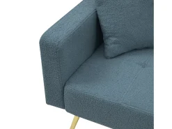 Sofá-cama 2 lugares - ângulo ajustável - con almofadas e bolsos de armazenamento laterais - azul antigo