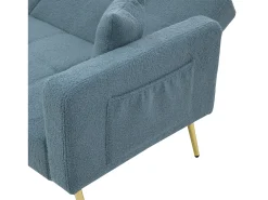 Sofá-cama 2 lugares - ângulo ajustável - con almofadas e bolsos de armazenamento laterais - azul antigo
