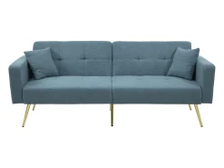 Sofá-cama 2 lugares - ângulo ajustável - con almofadas e bolsos de armazenamento laterais - azul antigo