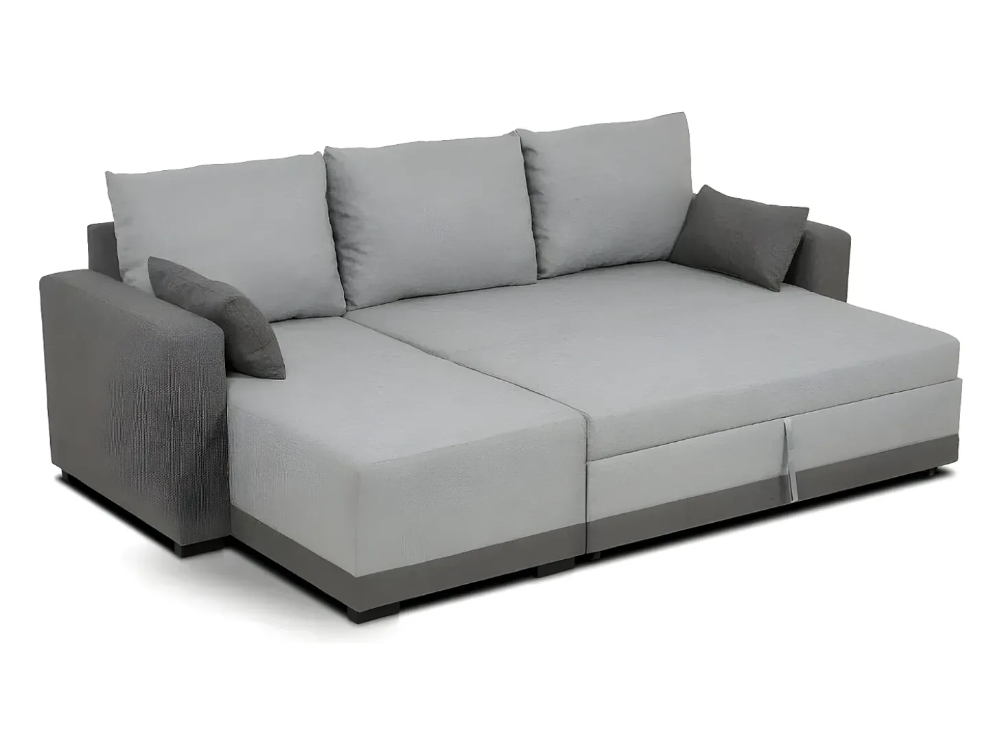 Sofá-cama 3 lugares Bicolore Cinzento - chaise longue reversível lado direito/esquerdoche (233 x 140 x 69 cm) - LEAH