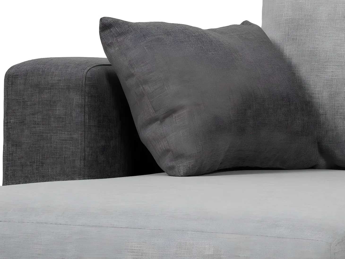 Sofá-cama 3 lugares Bicolore Cinzento - chaise longue reversível lado direito/esquerdoche (233 x 140 x 69 cm) - LEAH