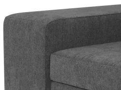 Sofá-cama 3 lugares Cinzento Escuro avec chaise longue reversível lado direito/esquerdoche - cabeceiras ajustáveis - 2 Poufs (263 x 127 x 96 cm) - JOHN