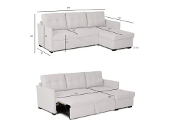 Sofá-cama 3 Lugares com chaise longue - Enzo
