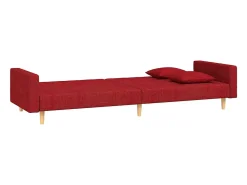 Sofá-cama 2 lugares com duas almofadas tecido vermelho tinto