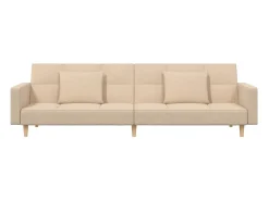 Sofá-cama 2 lugares com duas almofadas tecido cor creme