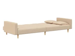Sofá-cama 2 lugares com duas almofadas tecido cor creme