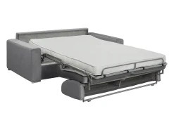 Sofá-cama abertura rápida 3 lug. colchão de 14cm veludo cinzento CALITO