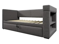 Sofá-cama acolchoado 90x200 cm - com cama extensível 90x200 cm - com portas USB e Type-C - com porta-copos - Cinza (sem colchão)