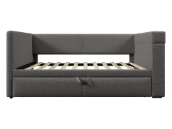 Sofá-cama acolchoado 90x200 cm - com cama extensível 90x200 cm - com portas USB e Type-C - com porta-copos - Cinza (sem colchão)