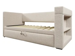 Sofá-cama acolchoado 90x190 cm - com cama extensível 90x190 cm - com portas USB e Type-C - com porta-copos - Bege (sem colchão)