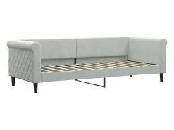 Sofá-cama c/ gavetão e colchões 80x200 cm veludo cinzento-claro