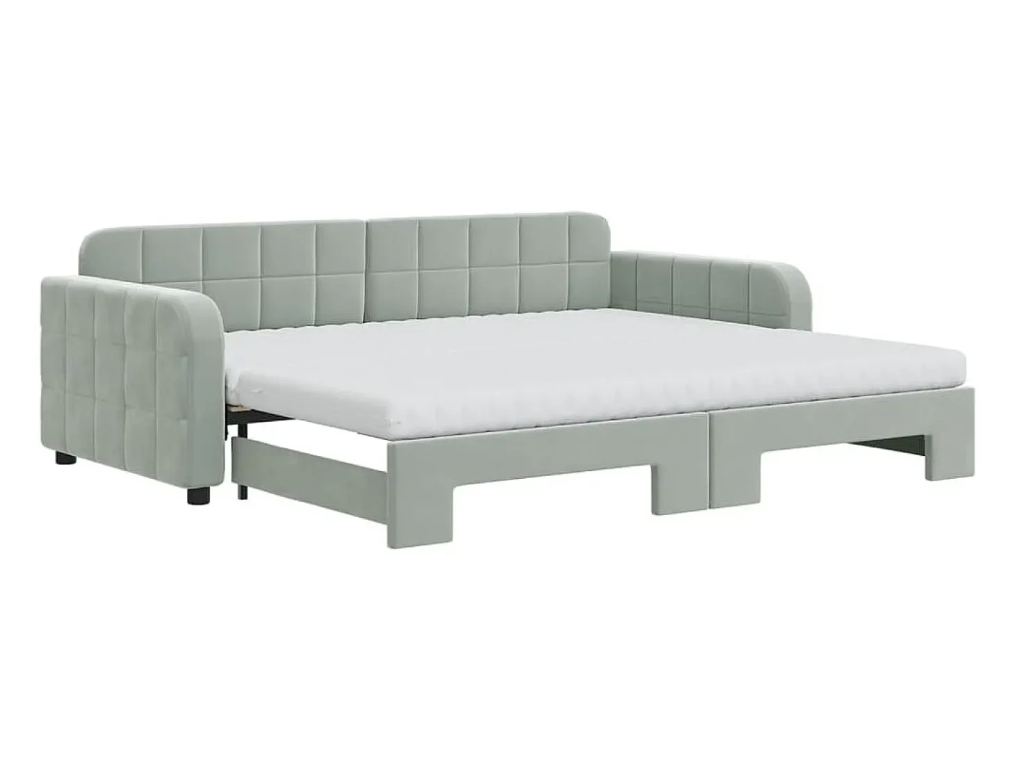 Sofá-cama c/ gavetão e colchões 90x200 cm veludo cinzento-claro