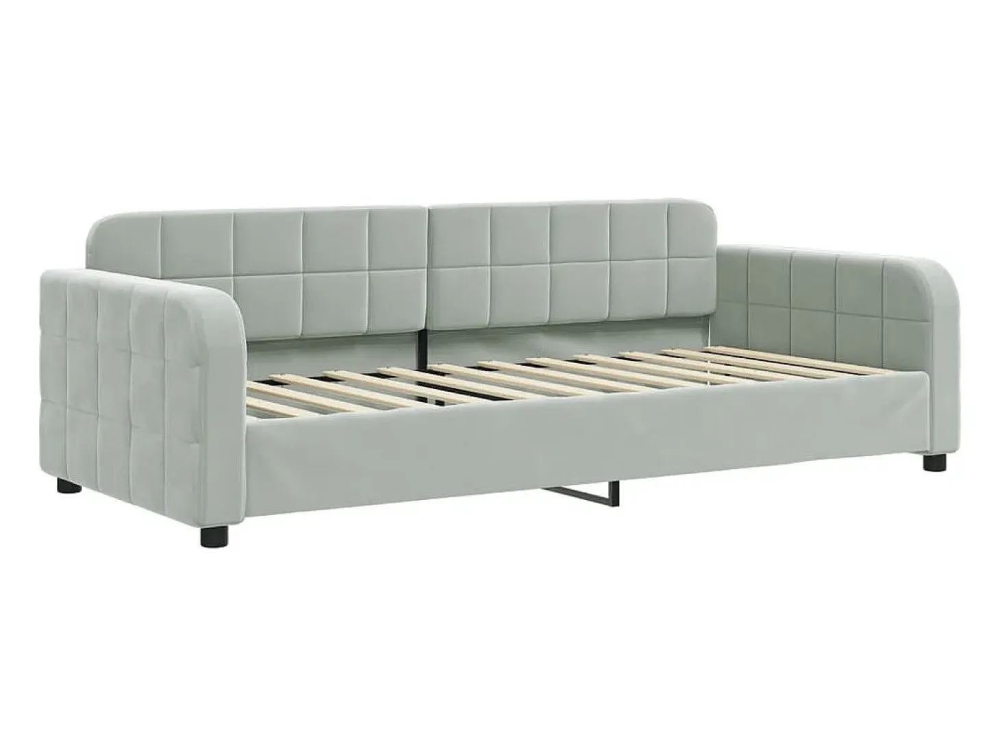 Sofá-cama c/ gavetão e colchões 90x200 cm veludo cinzento-claro