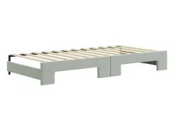 Sofá-cama c/ gavetão e colchões 90x200 cm veludo cinzento-claro