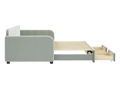 Sofá-cama c/ gavetão e gavetas 90x200 cm veludo cinzento-claro