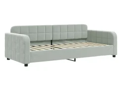 Sofá-cama c/ gavetão e gavetas 90x200 cm veludo cinzento-claro
